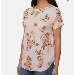 Buffalo David Bitton Floral Blouse Top Women Roses‎ Short Sleeve size large